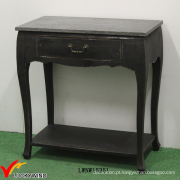 Gaveta de madeira maciça pequena mesa de console preto